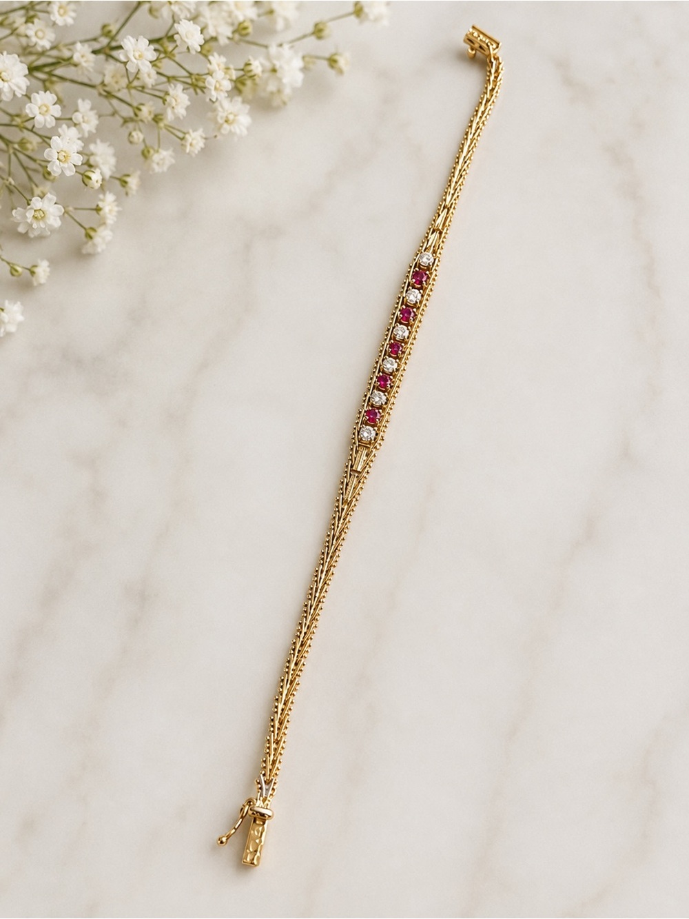 Real ruby and diamond 14k bracelet-Women’s Jewelry - Picture 3 of 3